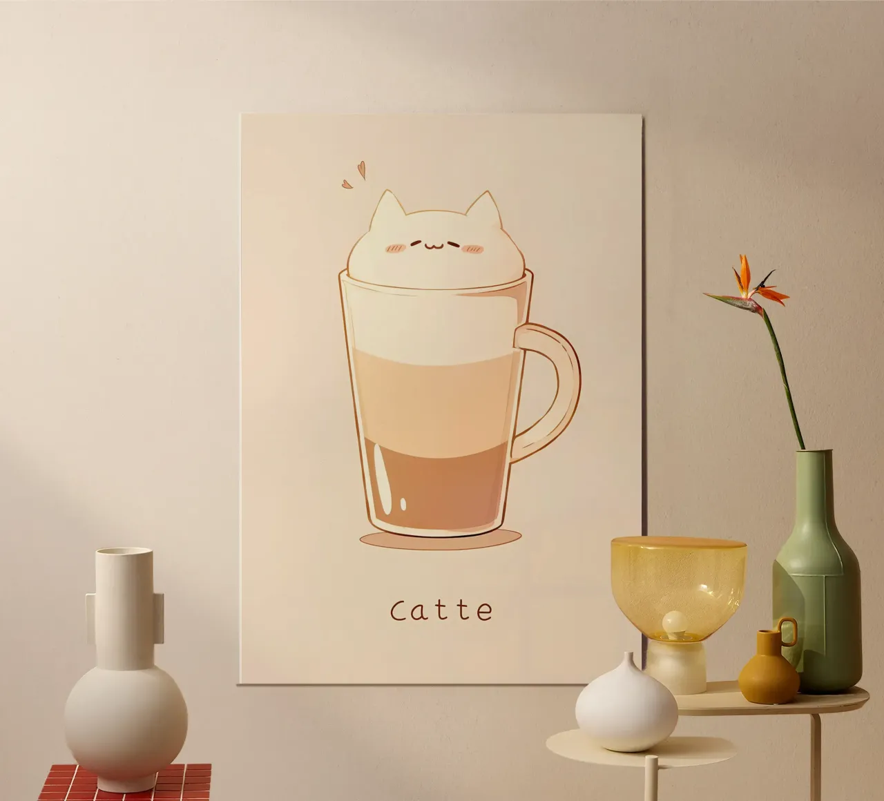 Poster minimalista per gatti poster con telaio in legno da Charles A Boudreau