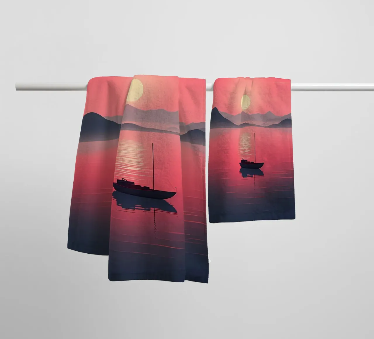 Minimalist sunset poster towel by Charles A Boudreau
