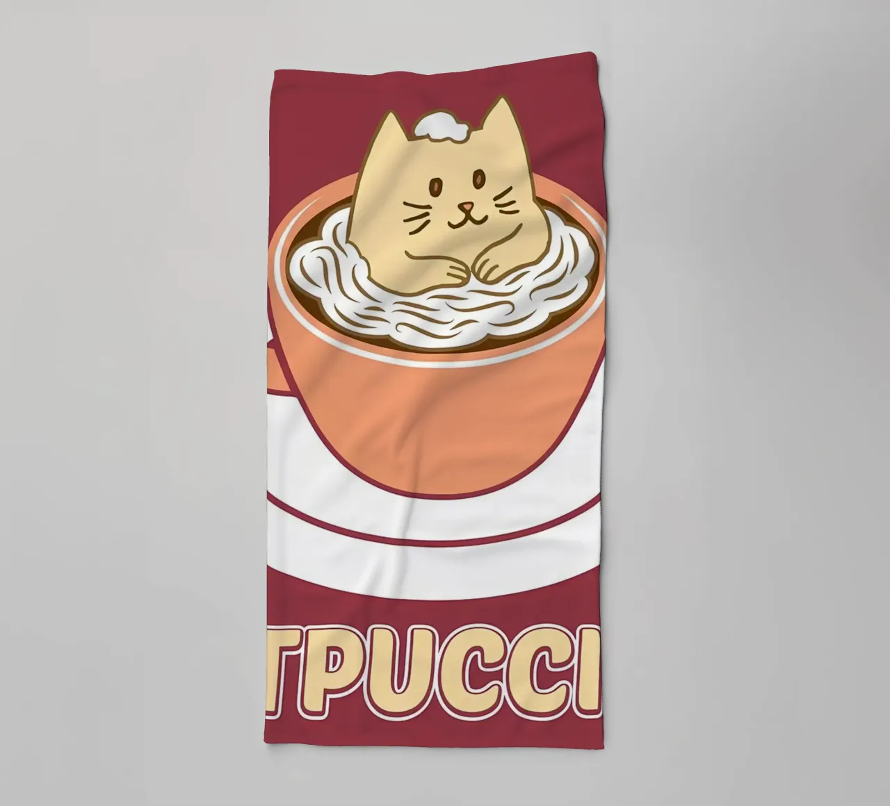 Minimalist caffee cat poster towel by Charles A Boudreau