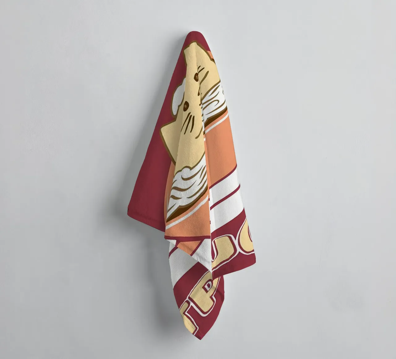 Minimalist caffee cat poster towel by Charles A Boudreau