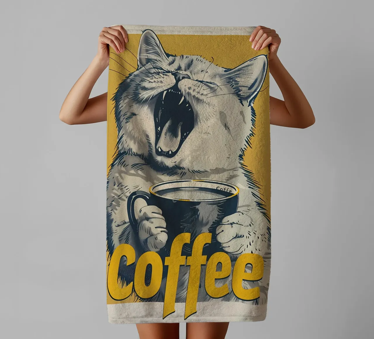 Caffè per gatti asciugamano da bagno da Charles A Boudreau