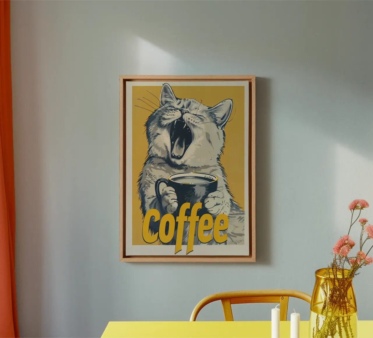 Caffè per gatti tela con Cornice a cassetta da Charles A Boudreau