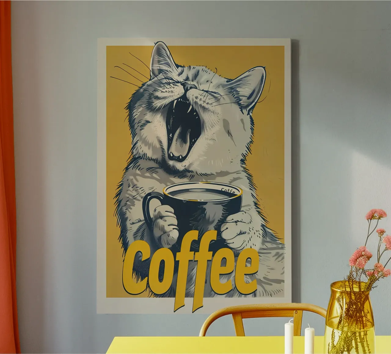 Caffè per gatti tela con Cornice a cassetta da Charles A Boudreau