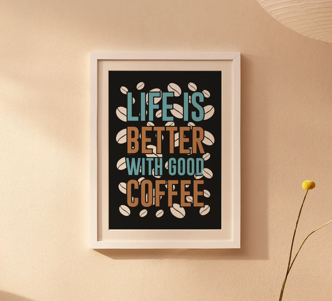 vita migliore caffè buono poster con telaio in legno da Dale Edward YoungJr