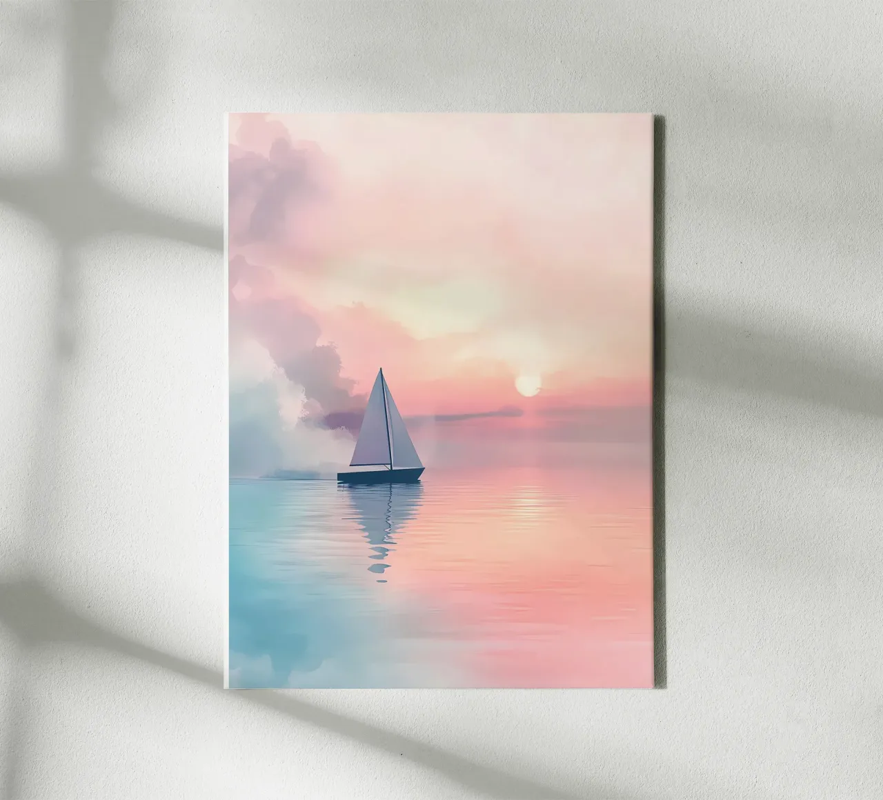 velero puesta de sol reflejo del agua lienzo con Marco flotante de Dale Edward YoungJr