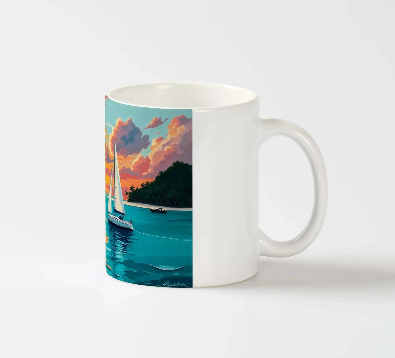 coucher de soleil voilier océan palmiers mug en céramique de Dale Edward YoungJr