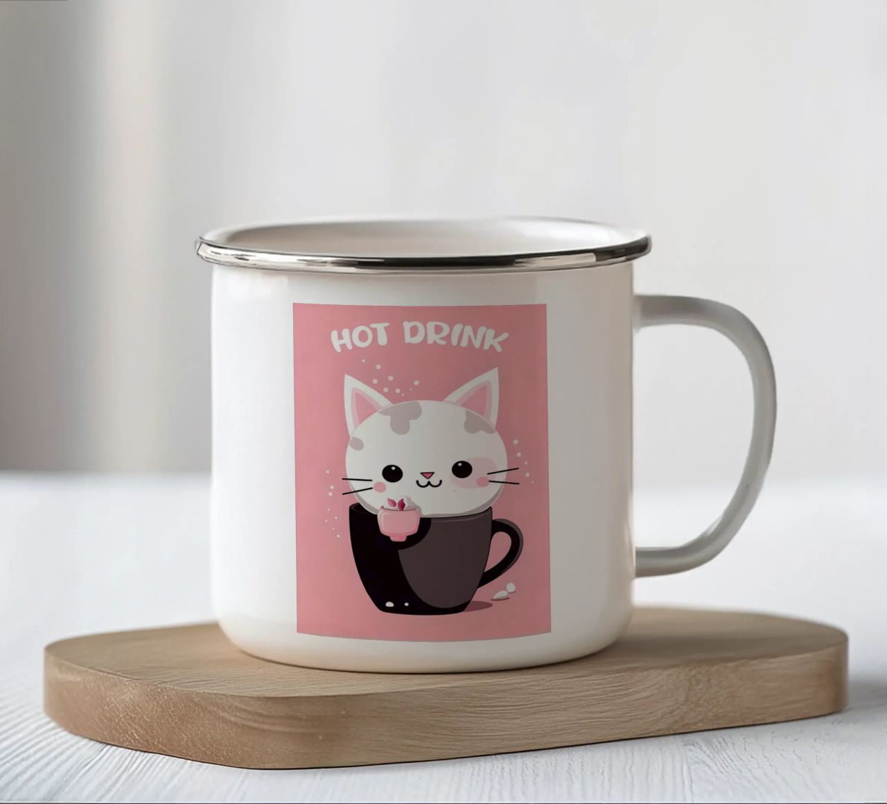 gatto bevanda calda tazza di caffè baffi tazza in smalto da Dale Edward YoungJr