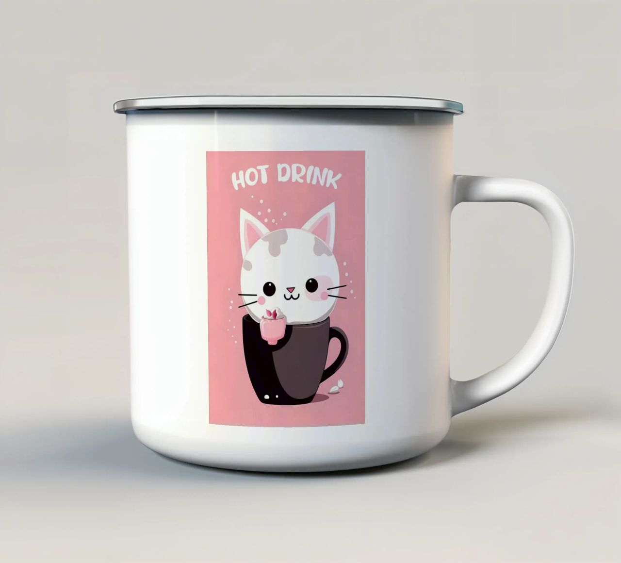 gatto bevanda calda tazza di caffè baffi tazza in smalto da Dale Edward YoungJr