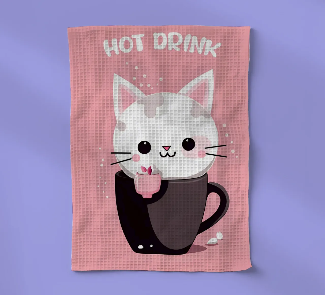 gatto bevanda calda tazza di caffè baffi canovaccio da cucina da Dale Edward YoungJr