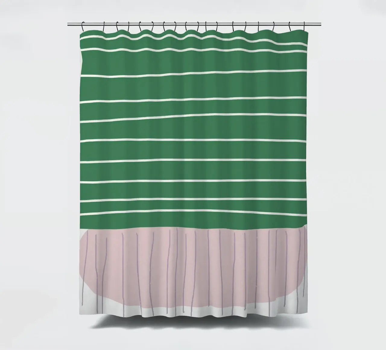 Forme semplici di rosa e verde tenda da doccia da Little Dean