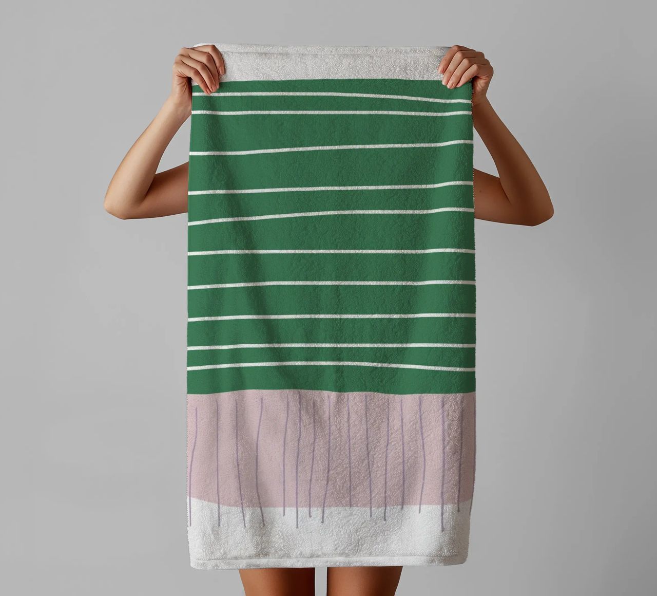 Eenvoudige vormen van roze en groen badhanddoek van Little Dean