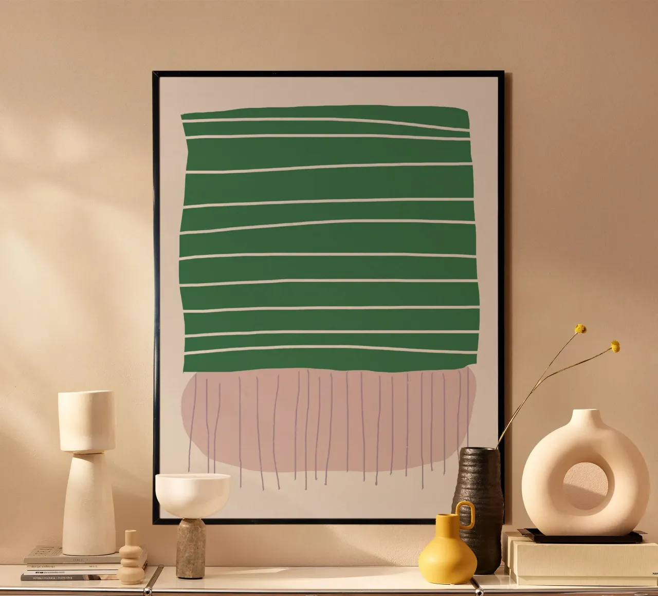 Forme semplici di rosa e verde carta hahnemühle da Little Dean