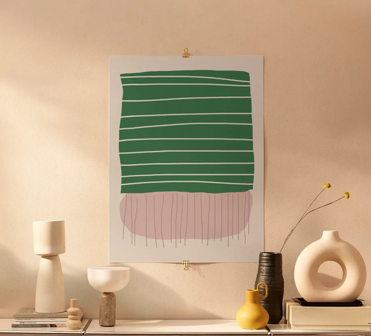 Forme semplici di rosa e verde carta hahnemühle da Little Dean