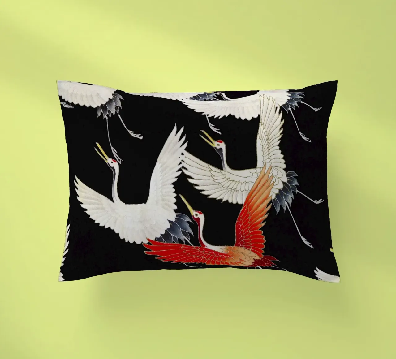 Furisode with a Myriad of Flying Cranes (1910–1920) decorative cushion by Venus Art