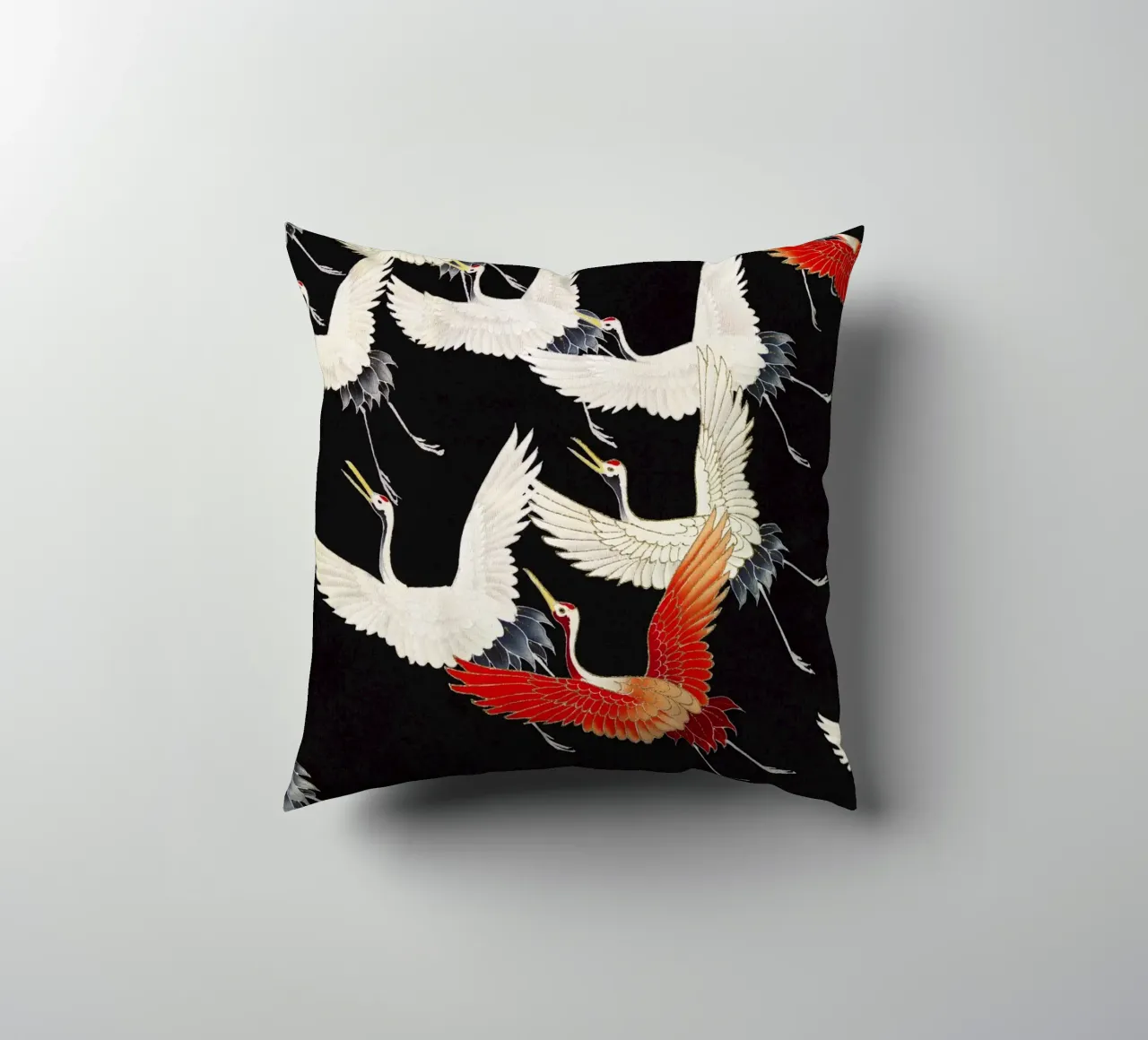 Furisode with a Myriad of Flying Cranes (1910–1920) decorative cushion by Venus Art