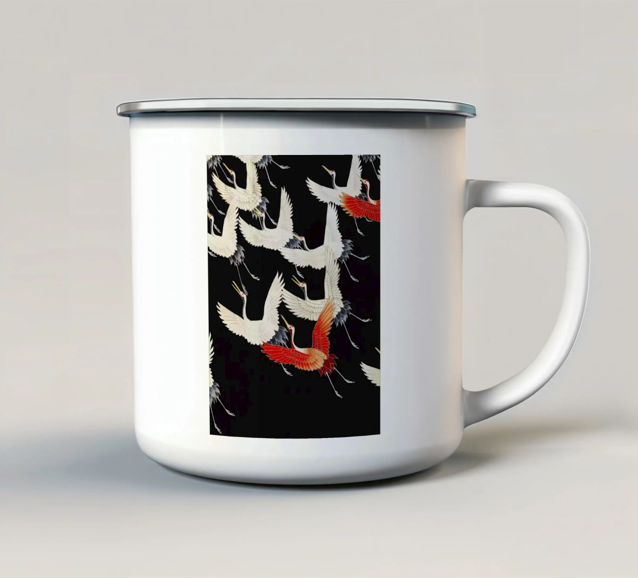 Furisode with a Myriad of Flying Cranes (1910–1920) tazza in smalto da Venus Art