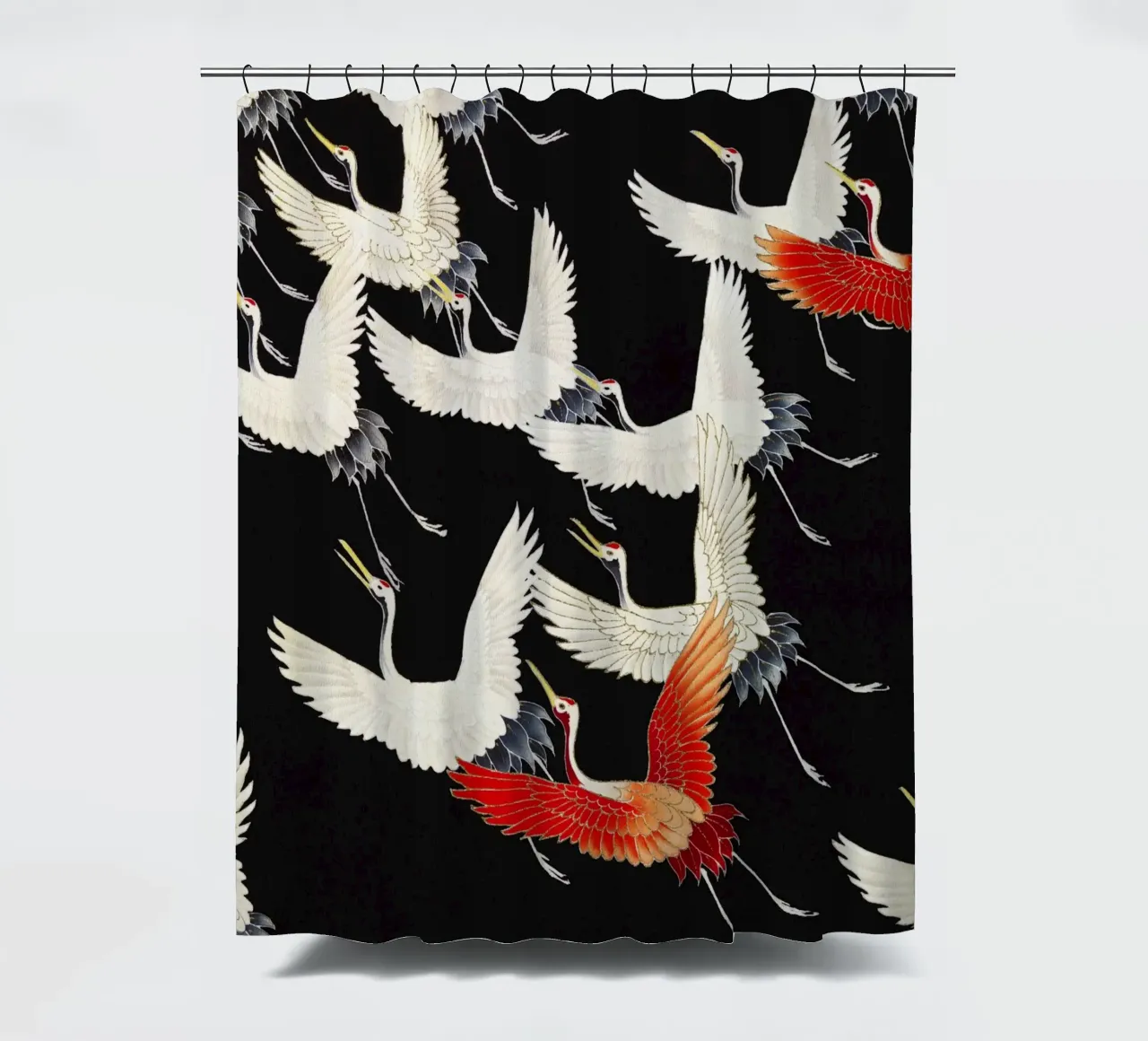 Furisode with a Myriad of Flying Cranes (1910–1920) shower curtain by Venus Art