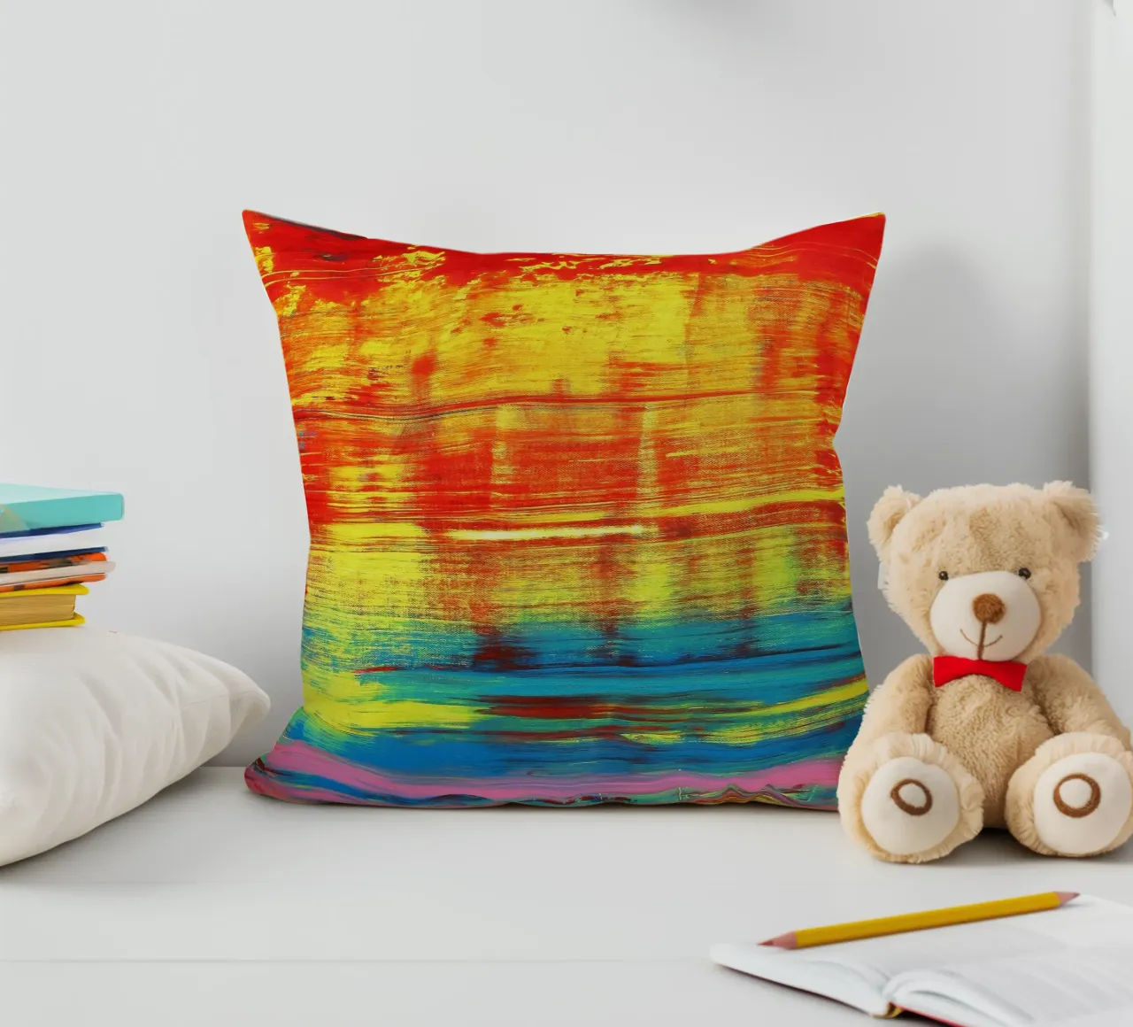 SUNSET - Sunset - Red Yellow Abstract Art decorative cushion by Petra Lang
