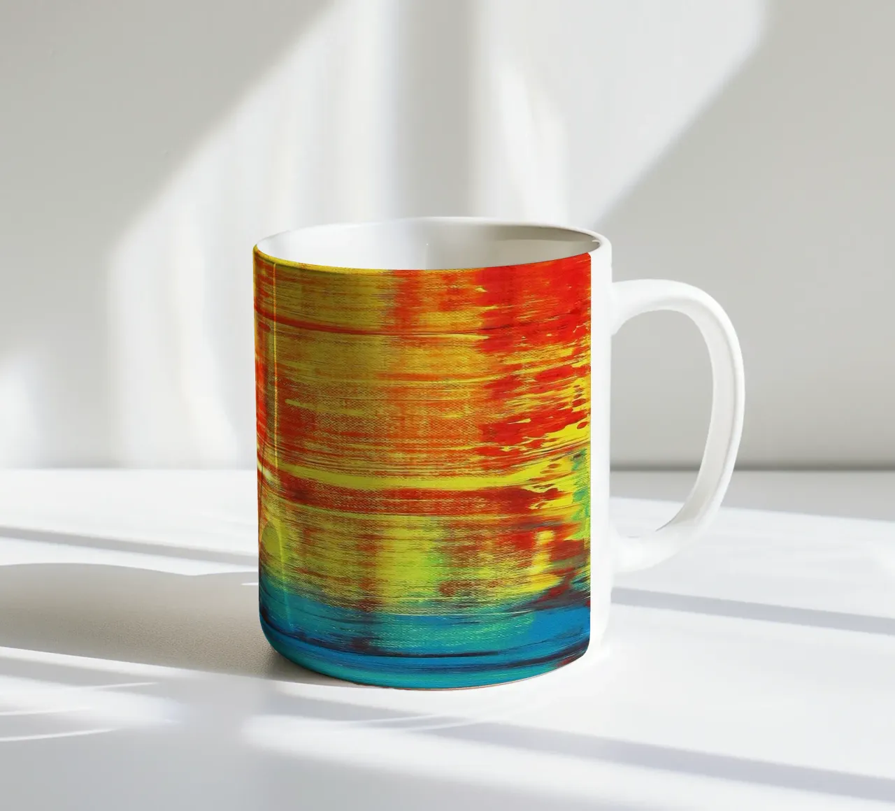SUNSET - Sunset - Red Yellow Abstract Art ceramic mug by Petra Lang
