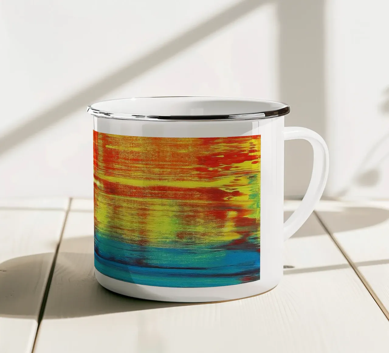 SUNSET - Tramonto - Rosso Giallo Arte astratta tazza in smalto da Petra Lang