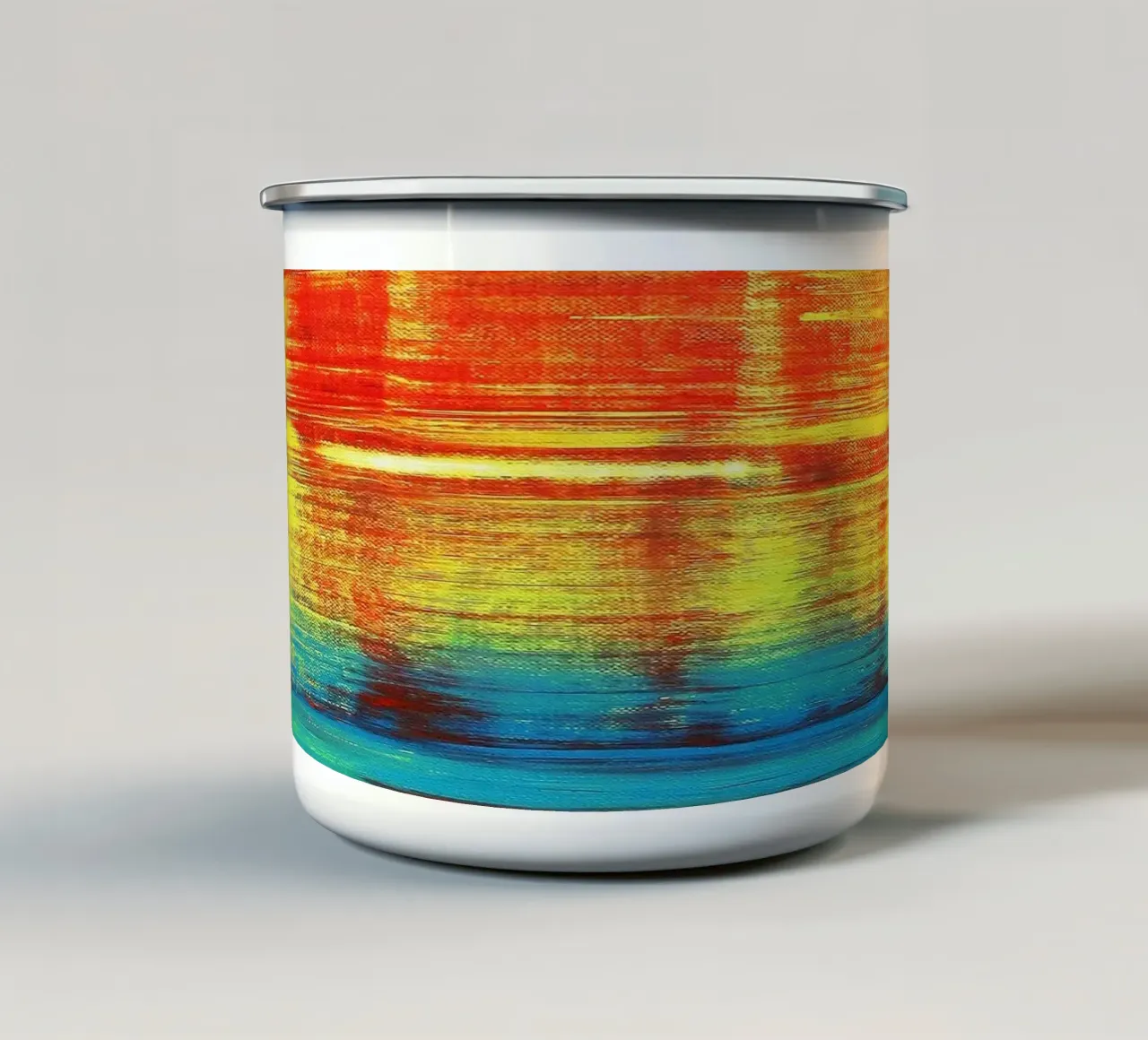 SUNSET - Tramonto - Rosso Giallo Arte astratta tazza in smalto da Petra Lang