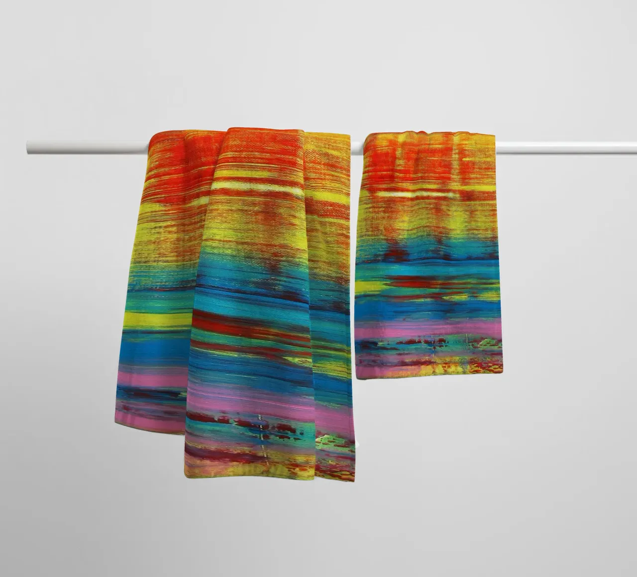 SUNSET - Sunset - Red Yellow Abstract Art towel by Petra Lang