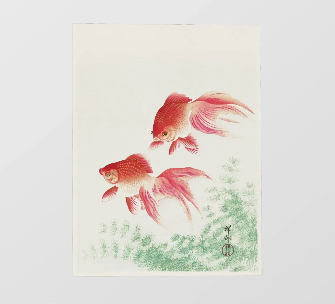 Two veil goldfish (1926) by Ohara Koson pellicola backlit da Venus Art
