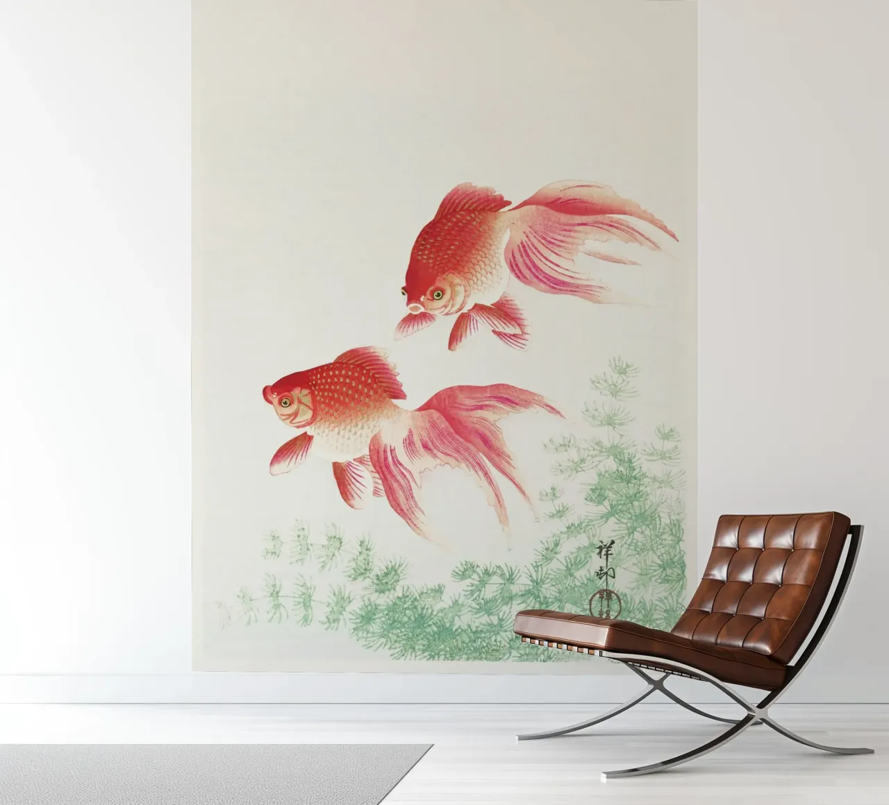 Two veil goldfish (1926) by Ohara Koson photo wallpaper by Venus Art