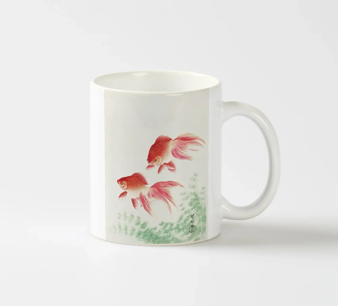 Two veil goldfish (1926) by Ohara Koson tazza in ceramica da Venus Art
