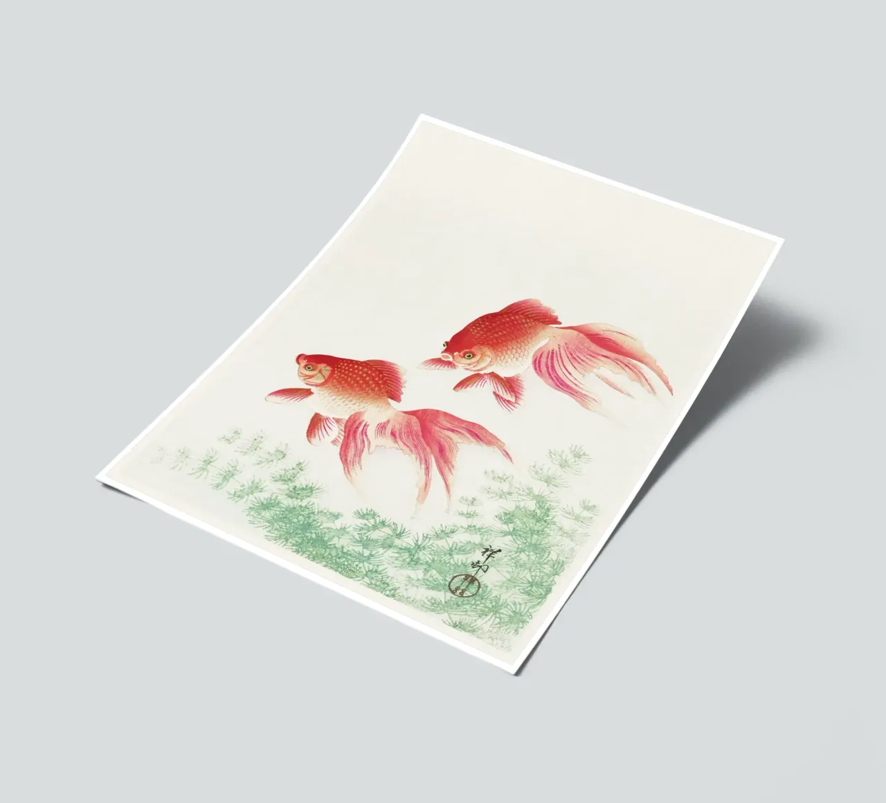 Two veil goldfish (1926) by Ohara Koson stickervel van Venus Art