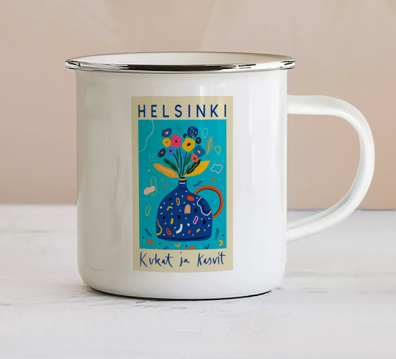 Mercato dei fiori di Helsinki tazza in smalto da Klia M_Art
