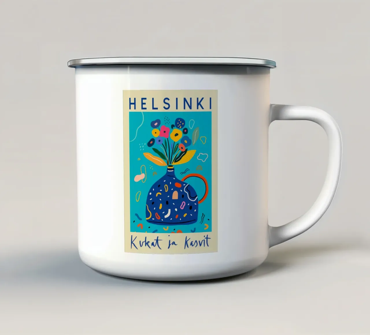 Mercato dei fiori di Helsinki tazza in smalto da Klia M_Art