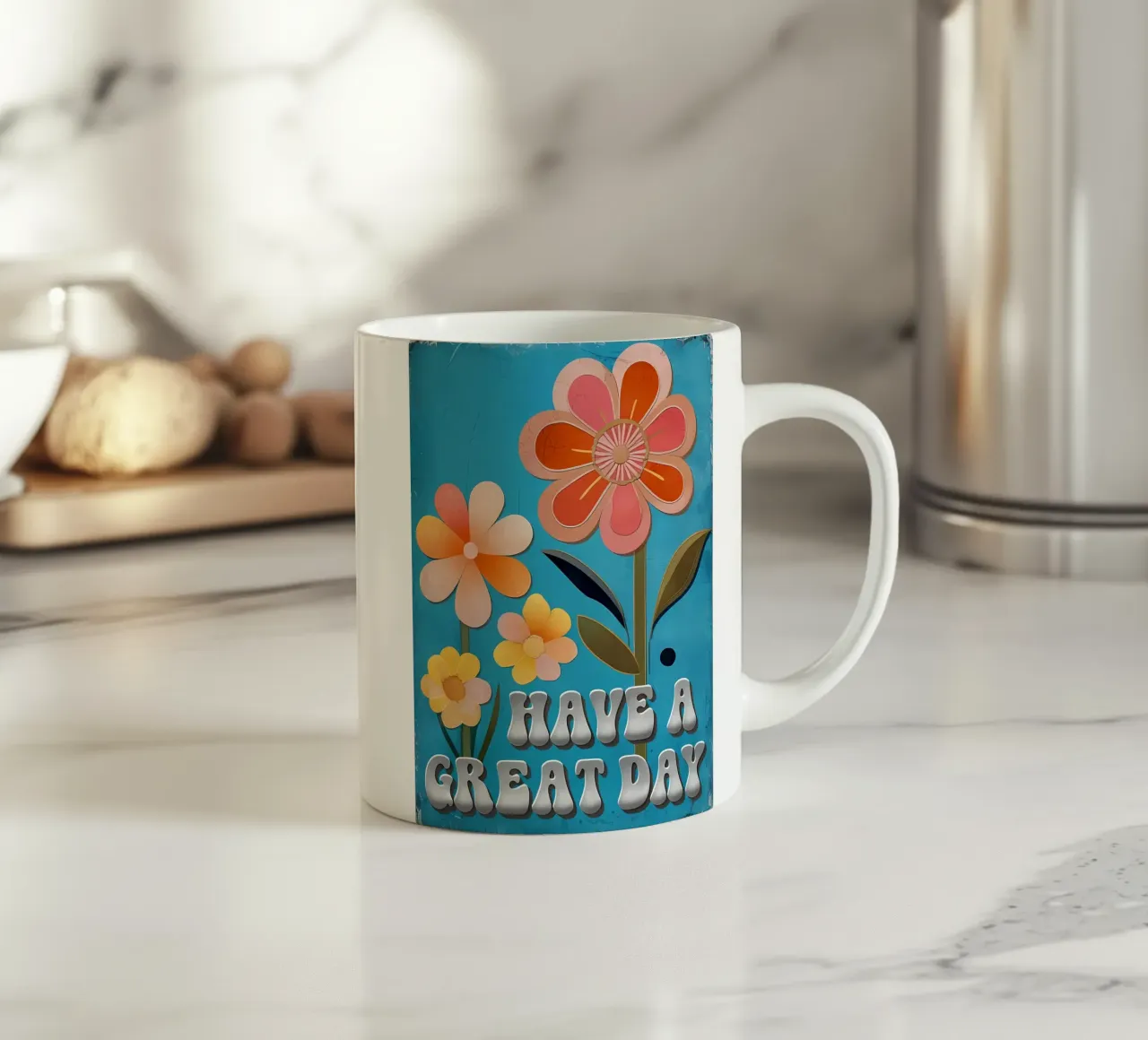 Fiore retrò: Buona giornata tazza in ceramica da inspirational quote