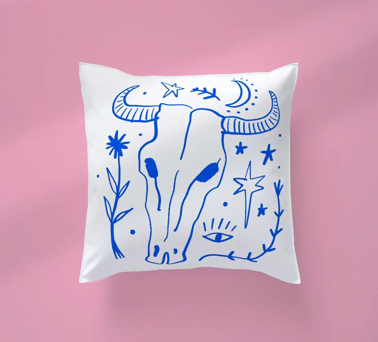 Bull Skull (Without Background) cuscino da treechild