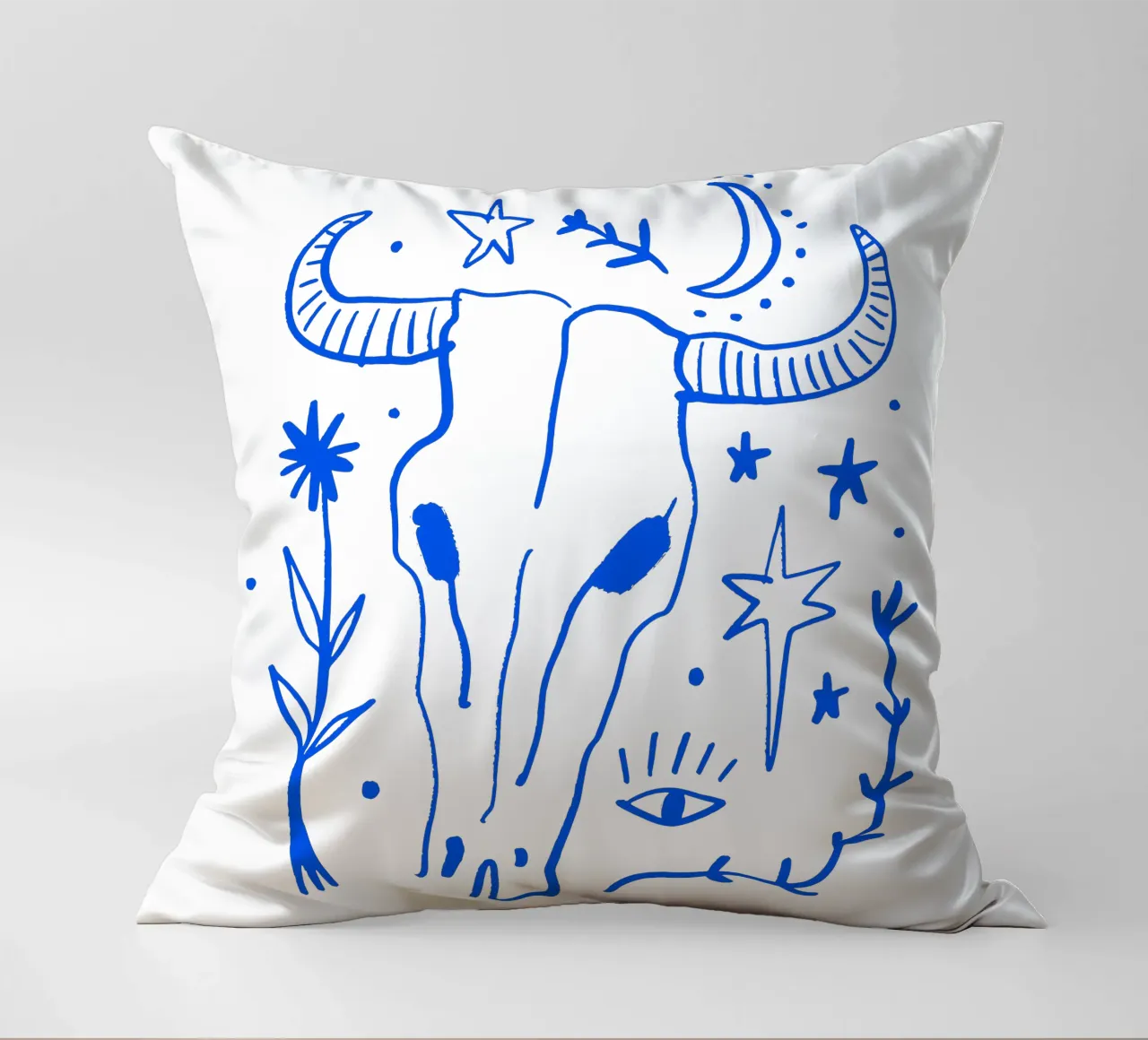 Bull Skull (Without Background) cuscino da treechild