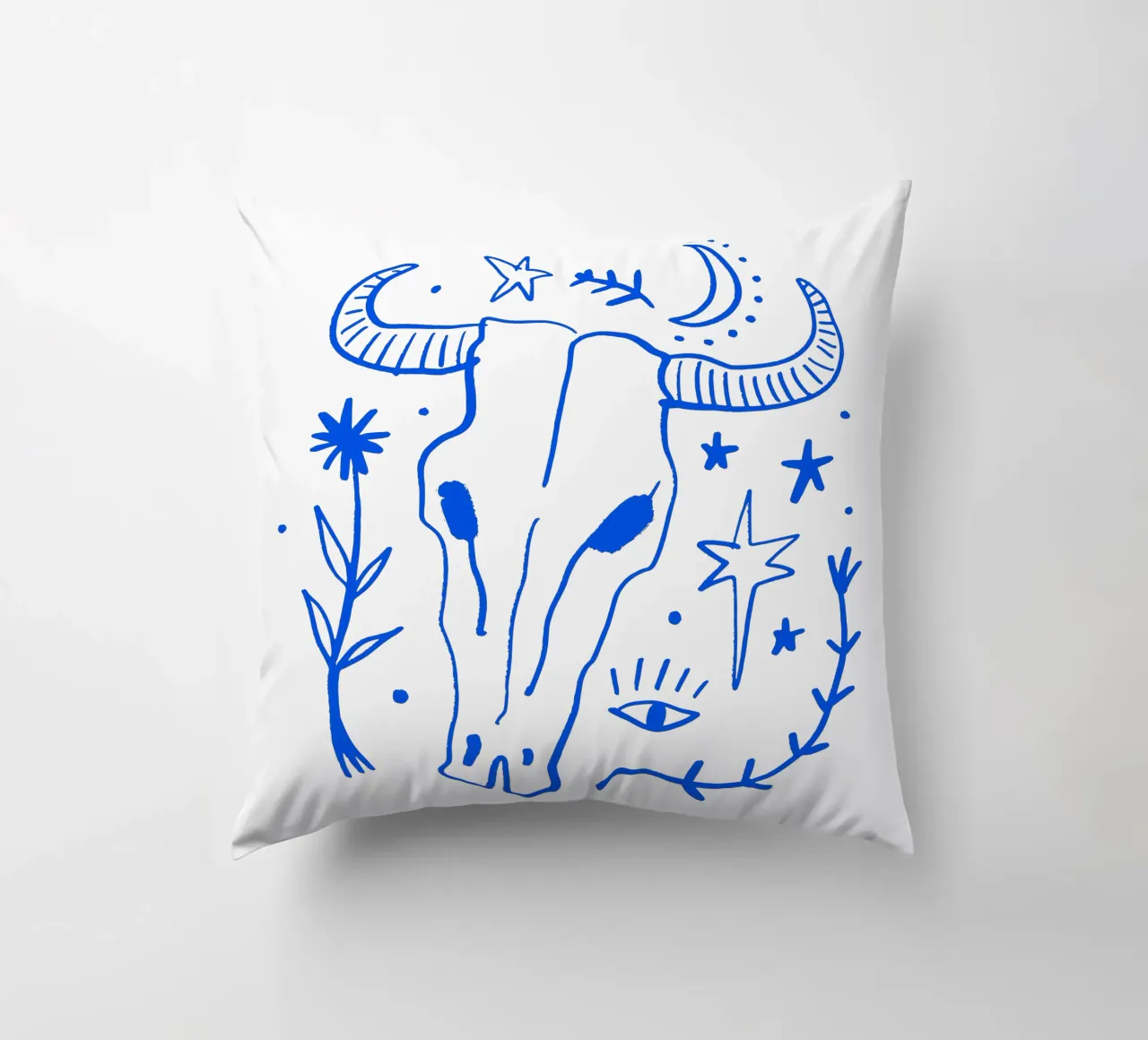 Bull Skull (Without Background) cuscino da treechild