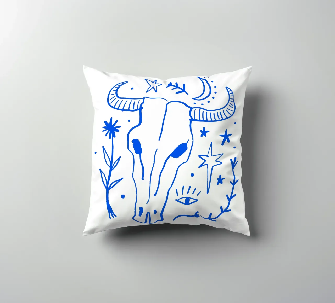 Bull Skull (Without Background) cuscino da treechild