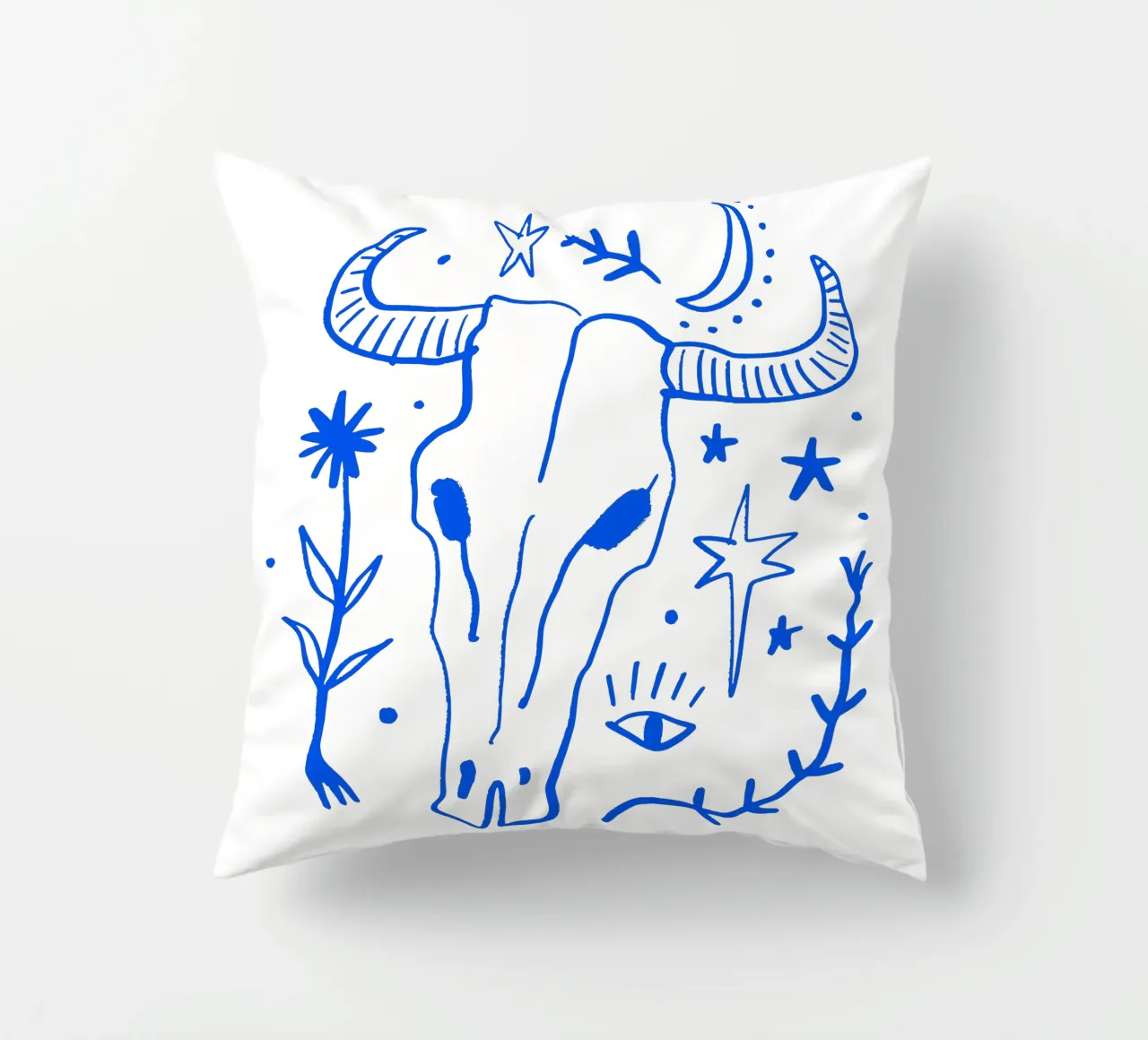 Bull Skull (Without Background) cuscino da treechild