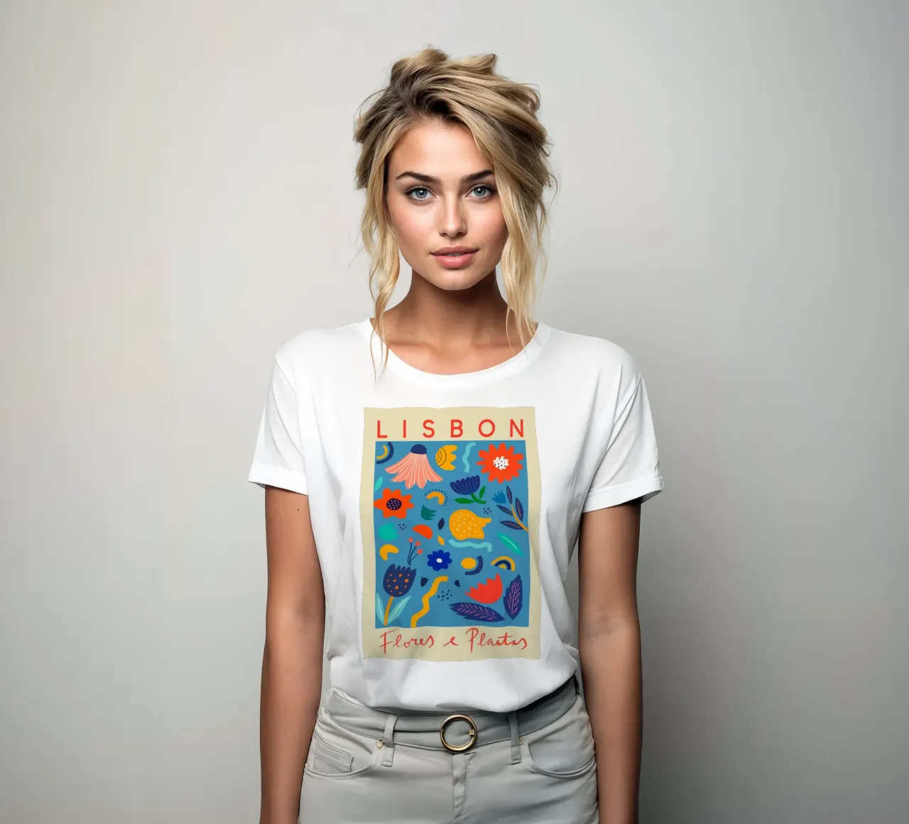 Lisbon Flower Marke women's fitted t-shirt by Klia M_Art