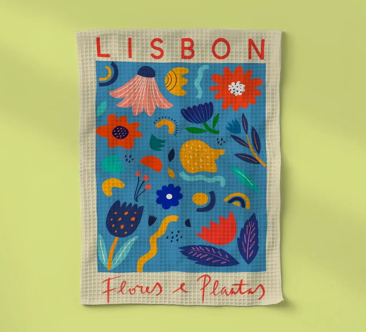 Lisbon Flower Marke tea towel by Klia M_Art
