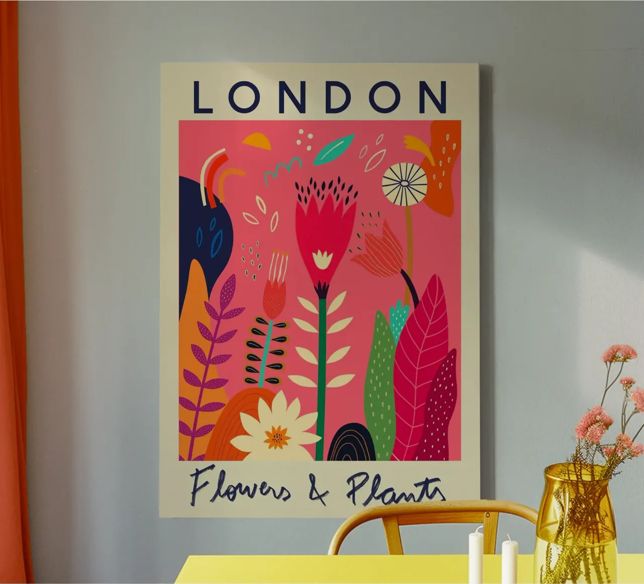 Mercato dei fiori di Londra tela con Cornice a cassetta da Klia M_Art