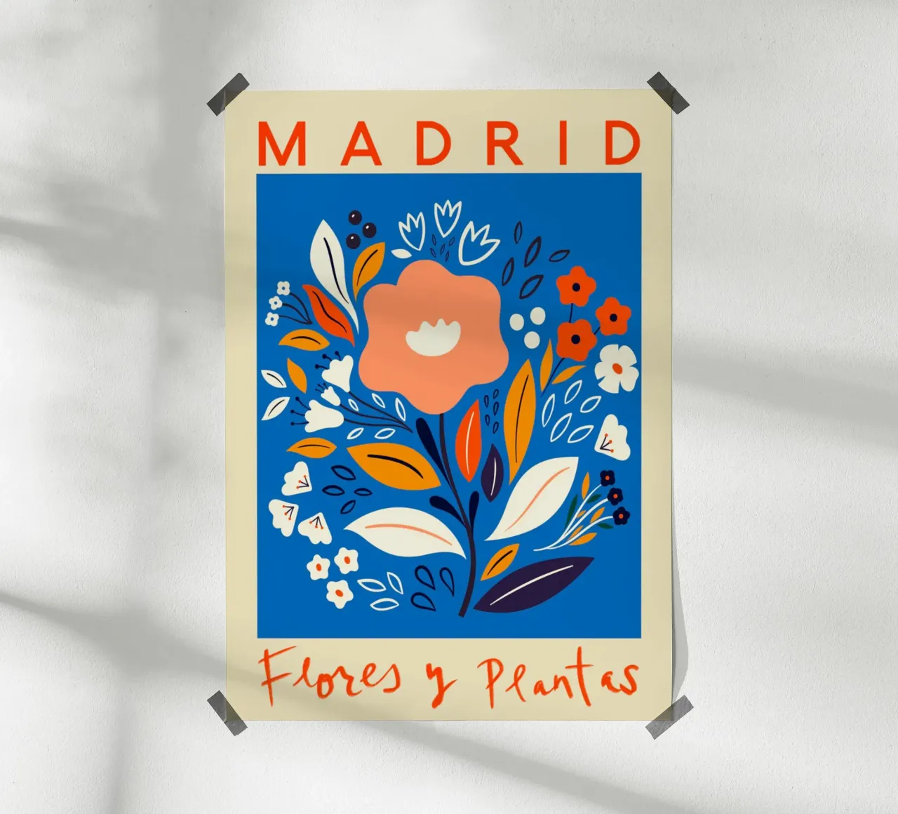 Mercato dei fiori di Madrid poster con telaio in plastica da Klia M_Art