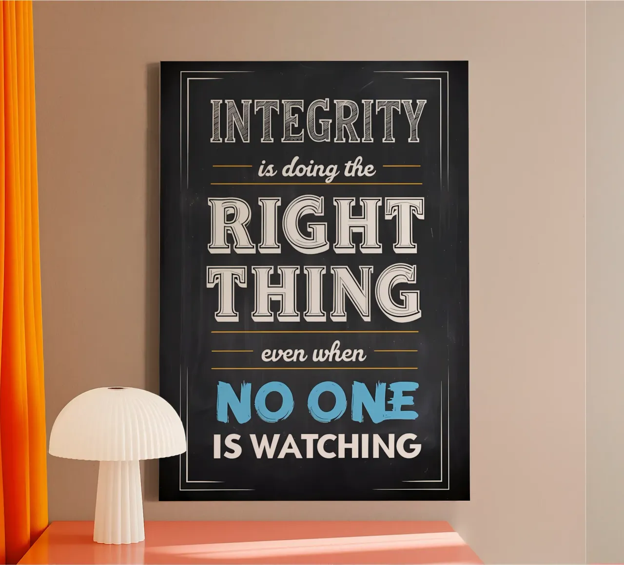 Integrität Kreidetafel Zitat Leinwand mit Schattenfugenrahmen von inspirational quote
