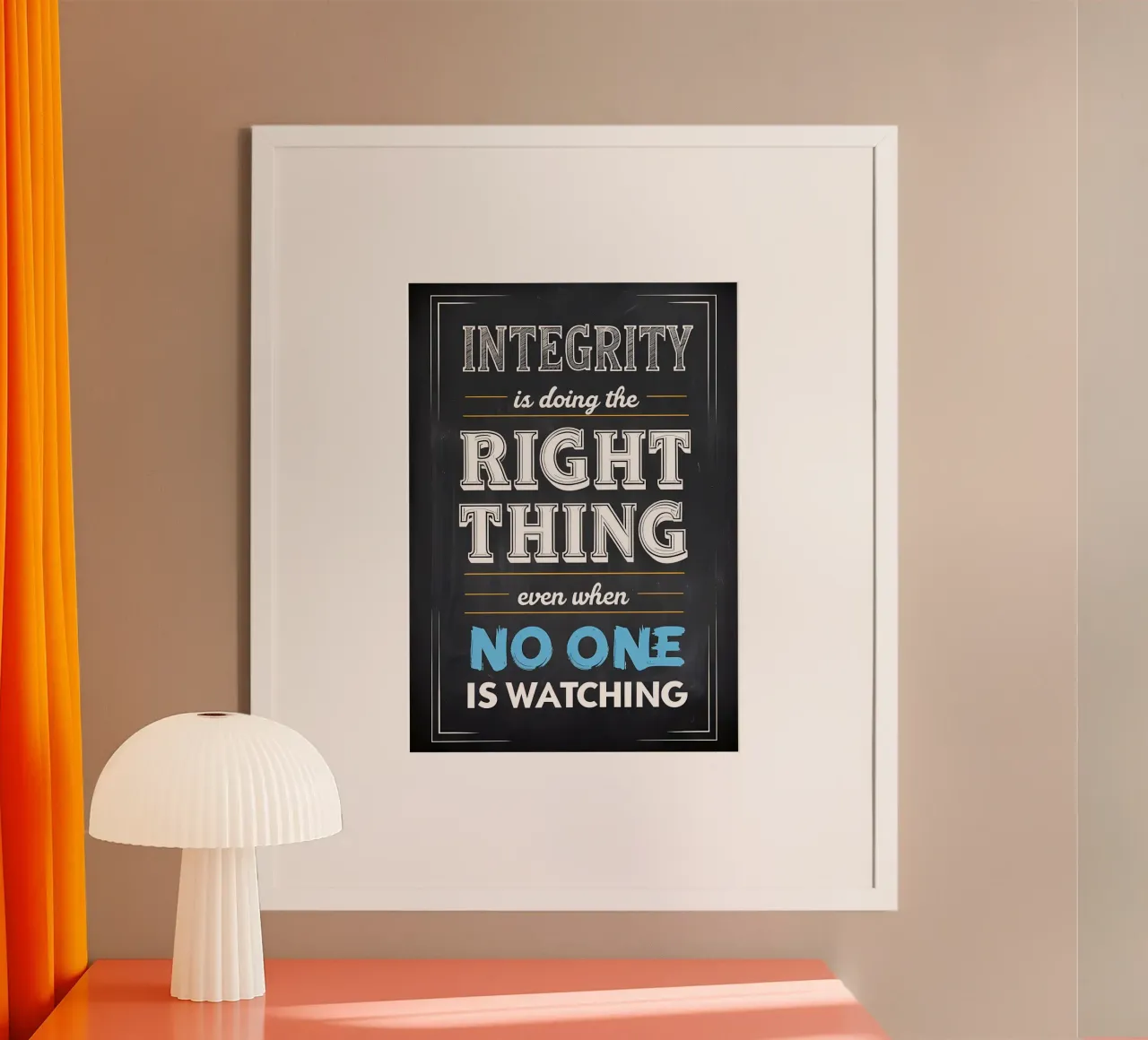 Citazione sulla lavagna dell'integrità poster con telaio in legno da inspirational quote