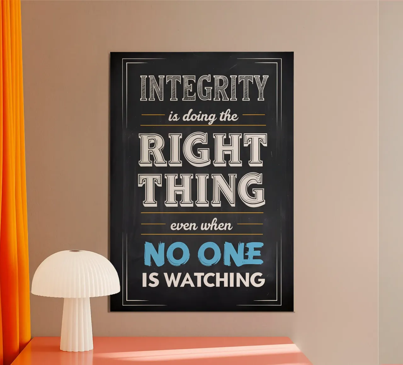 Citazione sulla lavagna dell'integrità poster con telaio in legno da inspirational quote