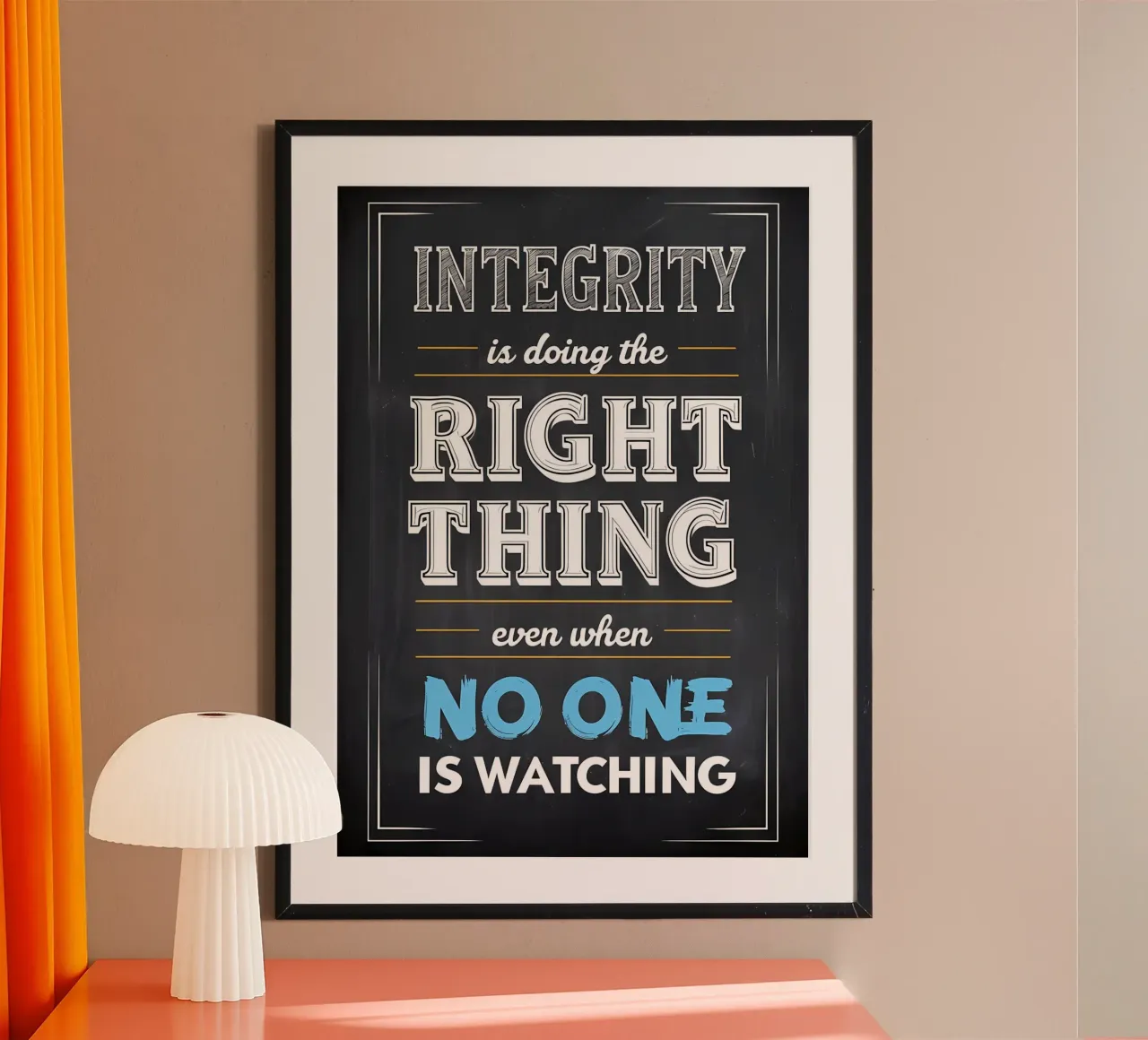 Citazione sulla lavagna dell'integrità poster con telaio in legno da inspirational quote