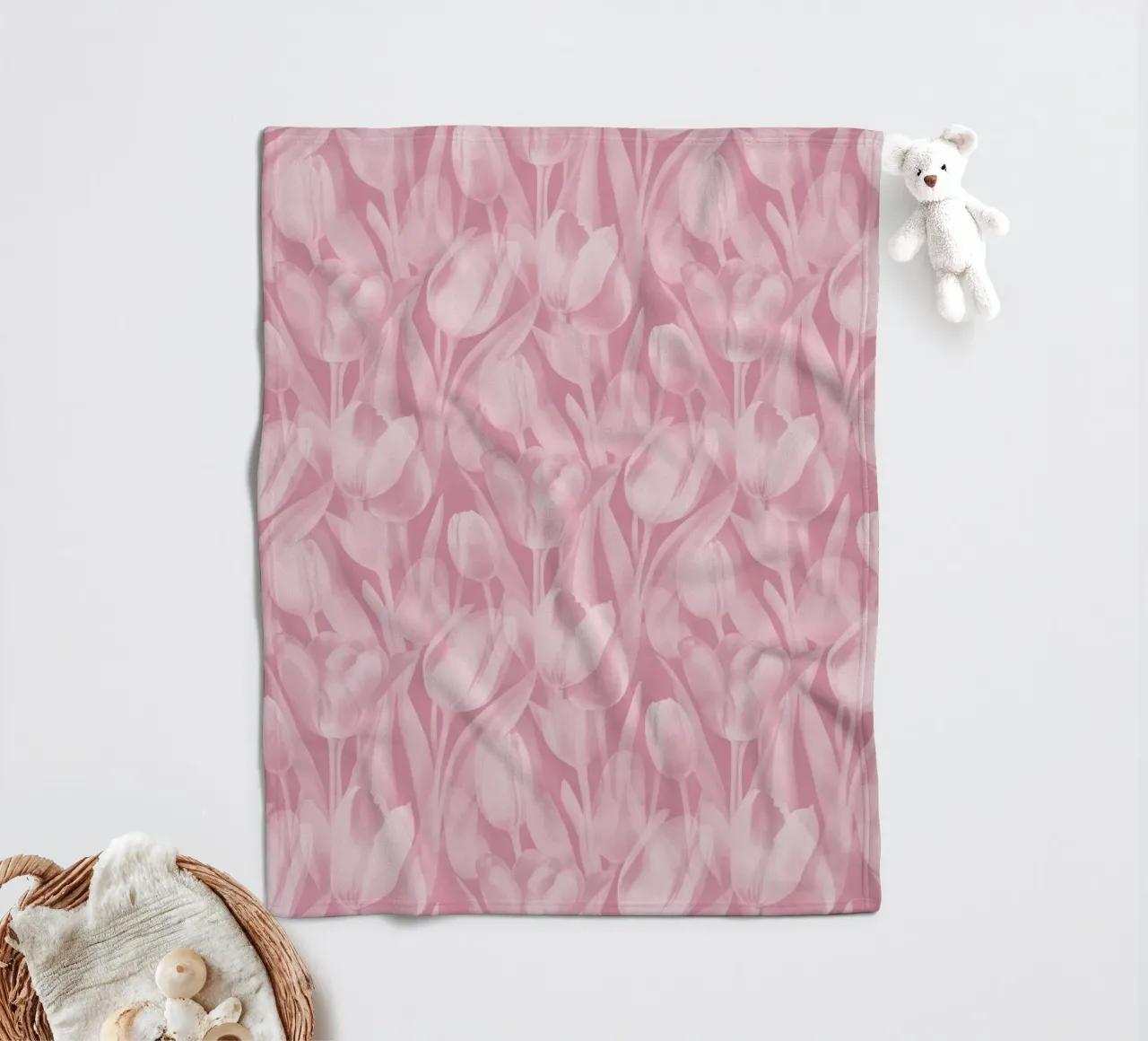 Tulipani rosa e bianchi coperta in pile da SilverPegasus