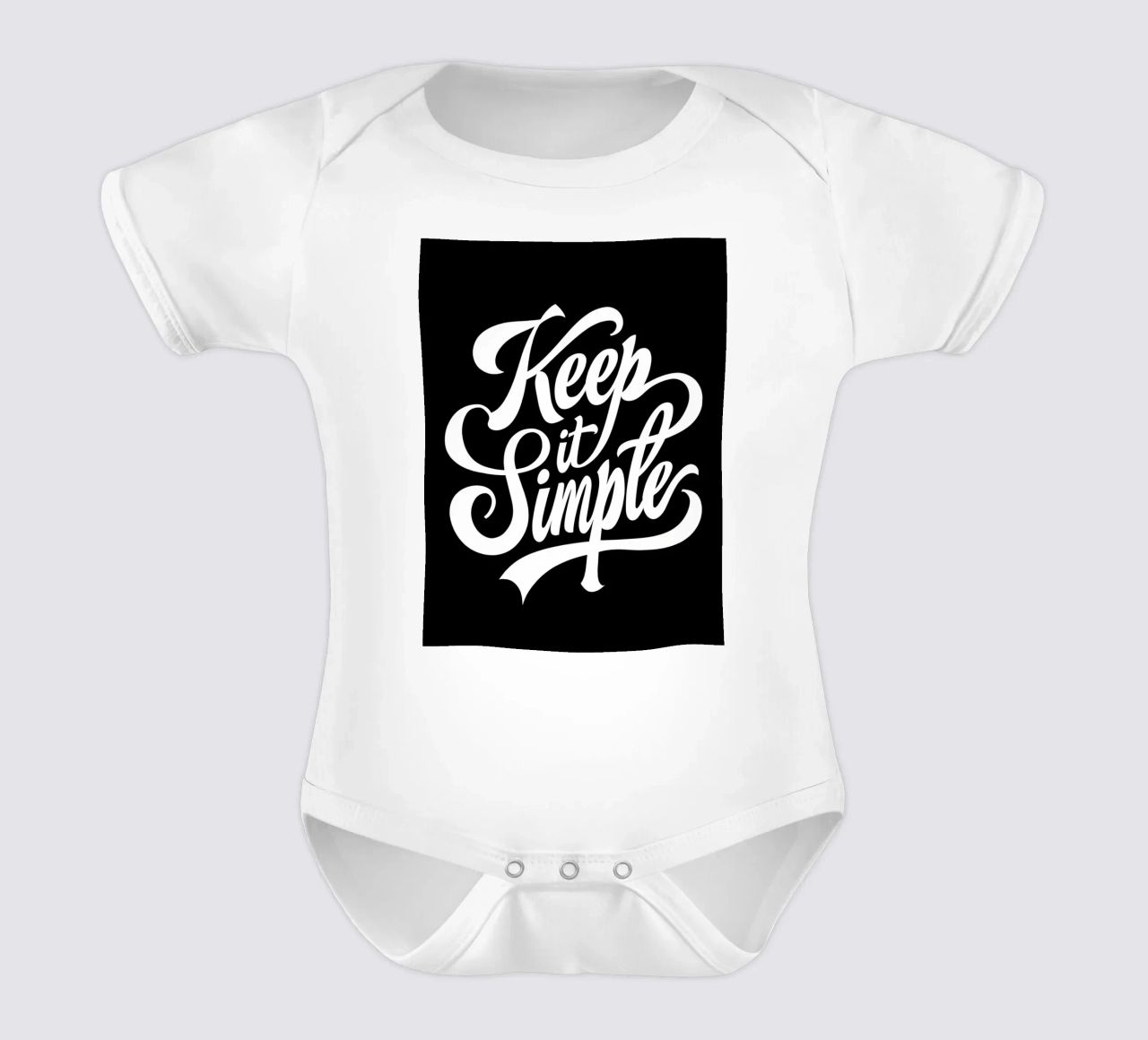 Elegant Keep It Simple Cursive Typography short-sleeve baby romper by inspirational quote