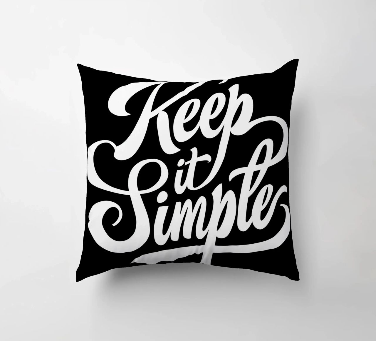 Elegant Keep It Simple Cursive Typography decorative cushion by inspirational quote