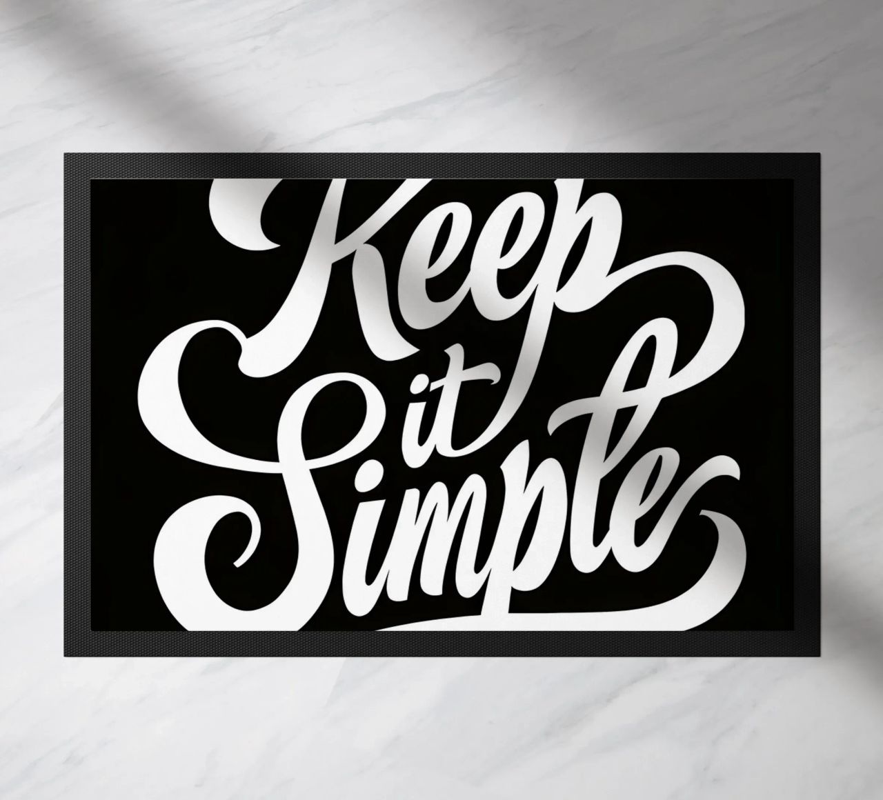 Elegant Keep It Simple Cursive Typography doormat by inspirational quote